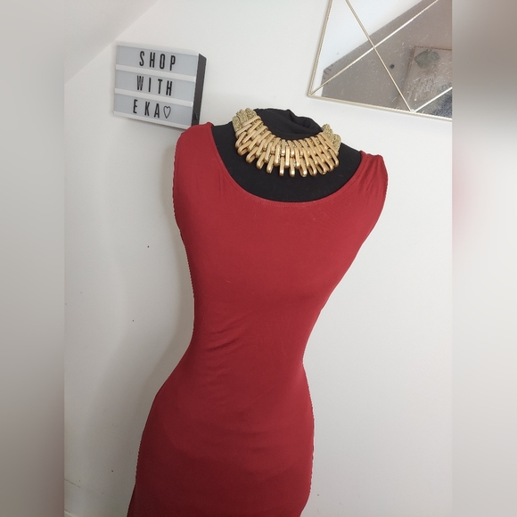 Red long maxi summer dress - Picture 6 of 7